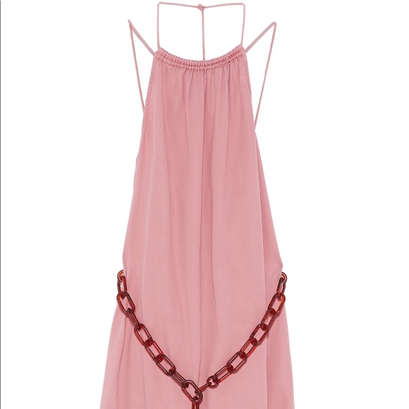 ZARA dusty pink dress with brown chain link belt - Picture 2 of 3